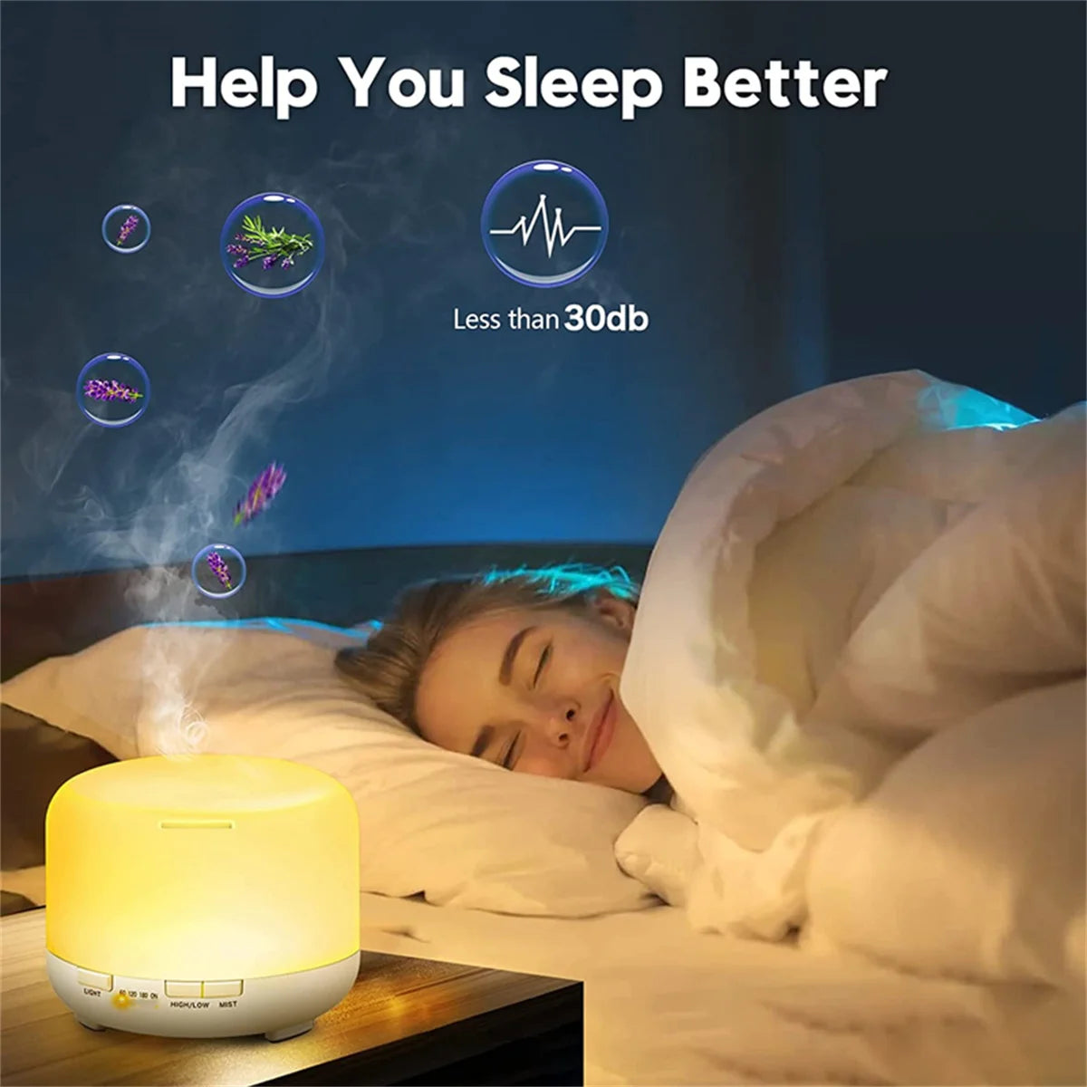 Humidificador de aire de 500 ml, difusor de aceites esenciales, difusor de aroma con luces nocturnas de colores, humidificador USB, humidificador de tamaño pequeño