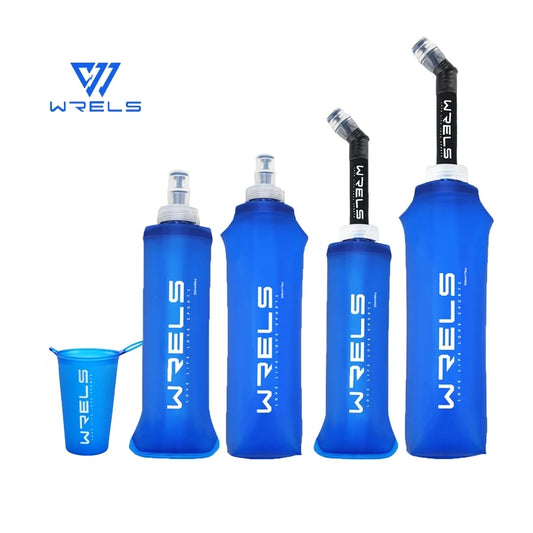 Bolsa de agua plegable WRELS, termo blando de TPU, sin BPA, plegable, para deportes al aire libre, senderismo, acampada, correr, bolsa de agua portátil