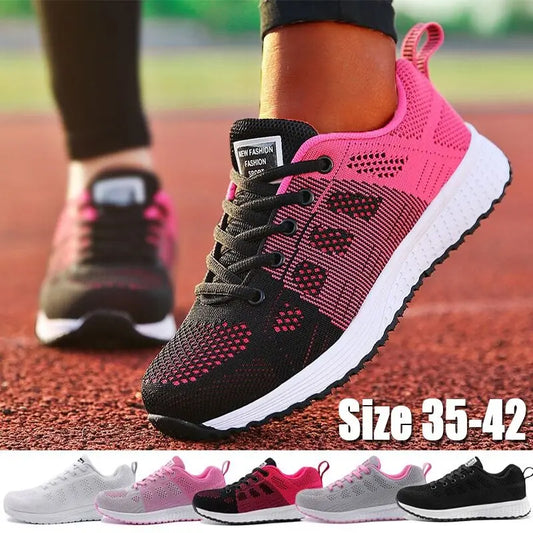 Zapatillas De Deporte transpirables Para Mujer, zapatos planos informales con cordones, De malla, ligeros