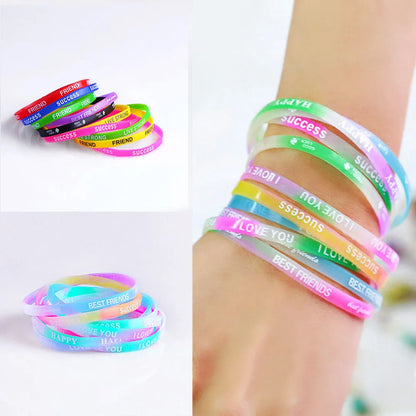 pulseras de silicona luminosas multicolores deportivas de moda para hombres y mujeres, pulseras de goma de estilo mixto, regalo de joyería