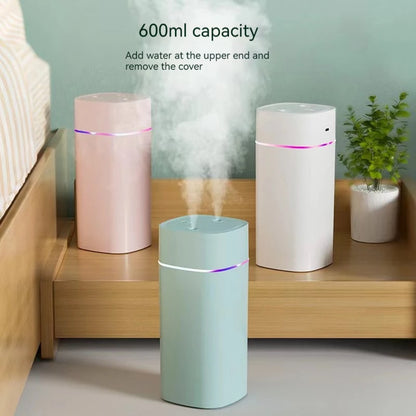 Humidificador de aire USB de 600 ml, humidificador de aromaterapia con aceites esenciales, generador de niebla fría, nebulizador purificador para el hogar y la oficina