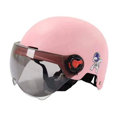 Casco de motocicleta para hombre, casco abierto para motocicleta eléctrica, scooter, bicicleta, casco de seguridad anti-UV con gafas para mujer