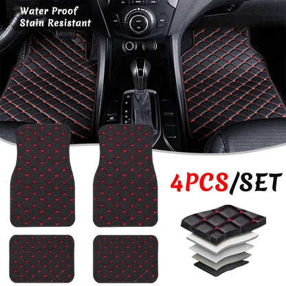 Alfombrillas universales de cuero PU para coche, alfombrillas impermeables para pies, Protector de alfombras delanteras y traseras, juego de accesorios para automóviles, 4 piezas