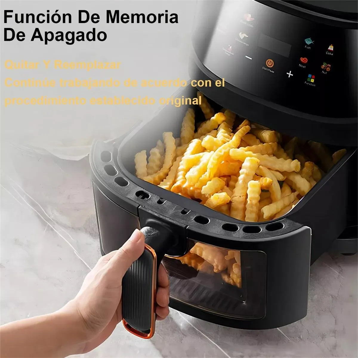 Freidora eléctrica con pantalla LCD, freidora de aire de gran capacidad de 8 y 6 l, freidora eléctrica sin aceite para freír pollo y patatas