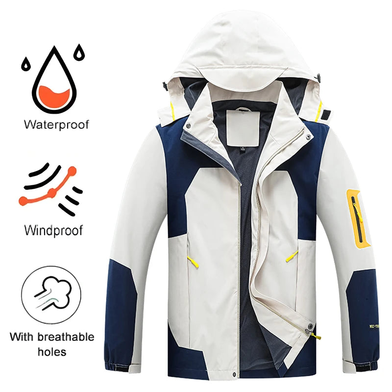 Chaqueta de otoño para hombre, para acampar, senderismo, cortavientos, impermeable, con capucha, para viajes al aire libre, escalada, pesca