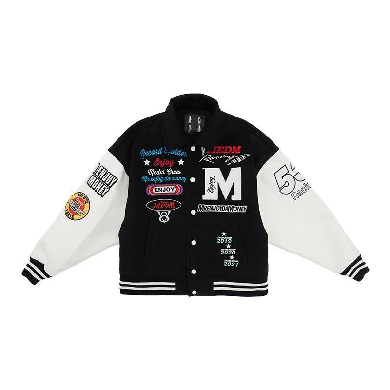 chaquetas de hip hop para hombre y mujer chaquetas bordadas con letras, tendencia de hip hop callejero Y2K, uniforme de béisbol, chaqueta holgada informal para parejas