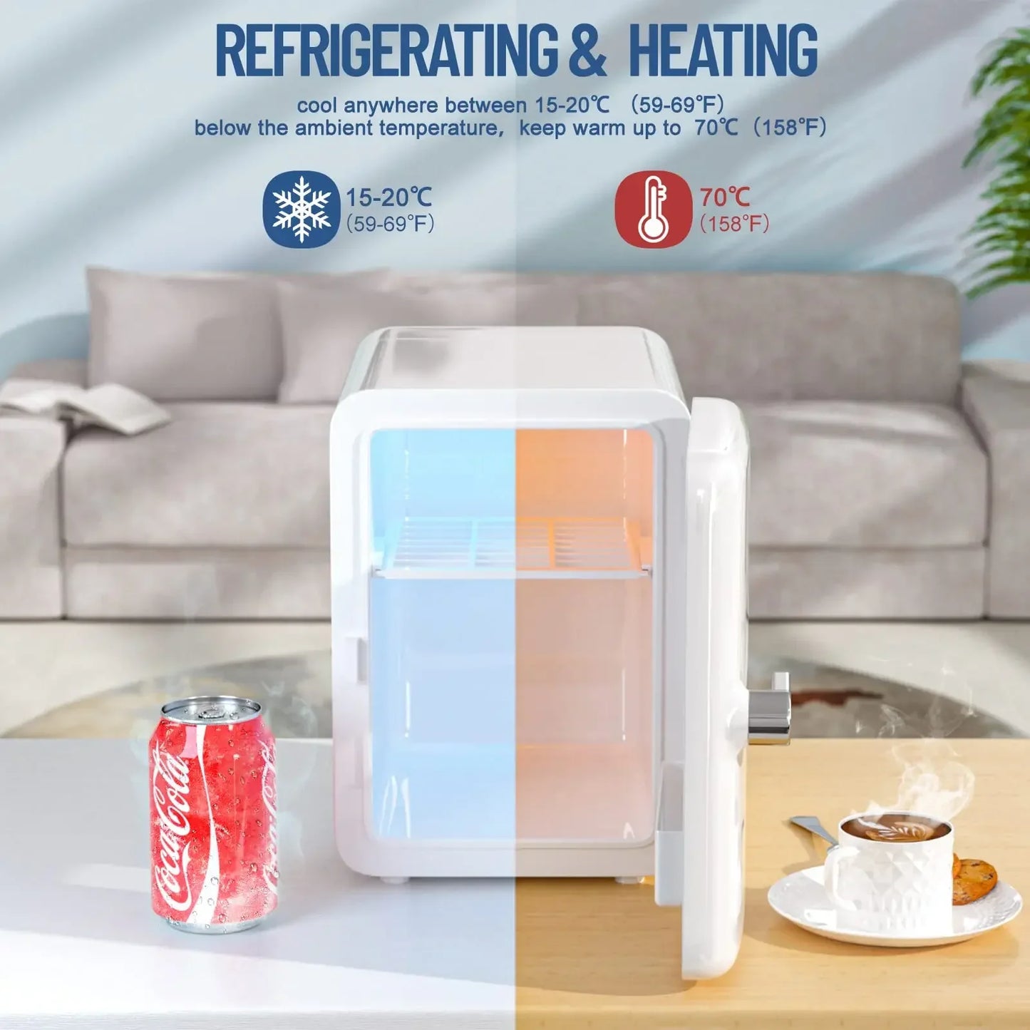 Mini refrigerador portátil de 4 l para bebidas, pequeño, con función de refrigeración y calefacción, para el hogar, la oficina, el coche y el camping, Vevor