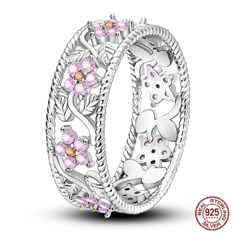 Nuevos anillos para mujer, 100 % plata de ley 925, con forma de estrella y luna, anillos de circonita de colores, joyería fina para bodas, compromisos y cumpleaños