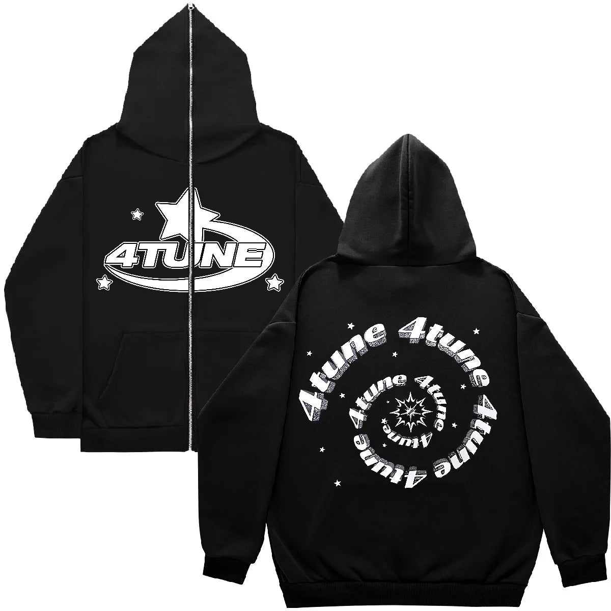 Sudadera con capucha con estampado de letras de estrellas para hombre, estilo Harajuku, estilo callejero, ropa de calle Y2K, estilo hip hop, estilo gótico, con cremallera, chaquetas holgadas