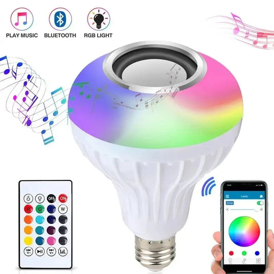 Bombilla de música E27 RGB con Bluetooth, iluminación LED de escenario con Control remoto, efecto DJ, discoteca, decoración del hogar, lámpara que cambia de Color