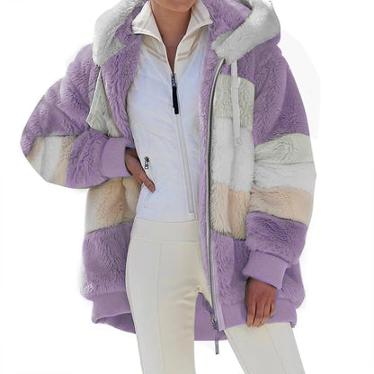 Abrigo de invierno para mujer, abrigo largo de gran tamaño con diseño de osito de peluche, abrigo cálido y grueso de piel sintética, chaqueta de invierno para mujer, top de manga larga