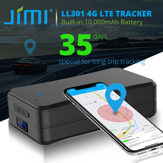 Jimi-rastreador GPS magnético LL301 4G con Sensor de temperatura, batería de 10000mAh, seguimiento en tiempo Real, localizador de monitoreo de voz para coches