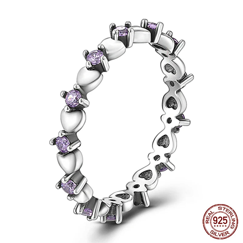 Nuevos anillos para mujer, 100 % plata de ley 925, con forma de estrella y luna, anillos de circonita de colores, joyería fina para bodas, compromisos y cumpleaños