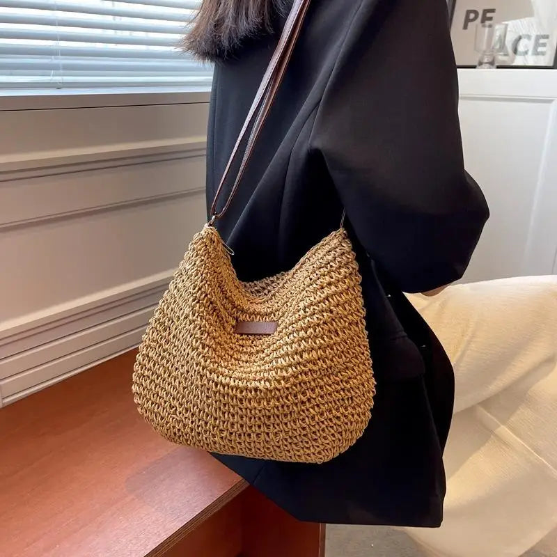 ENVIO GRATIS ENTRE 5, 7 Y 14 DIAS.  Bolso cruzado de paja para mujer, bolsa de hombro tejida, a la moda, para playa, vacaciones, compras, Verano