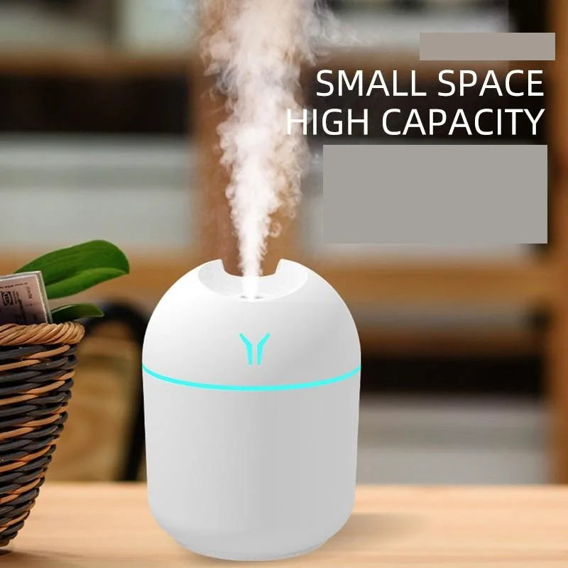 Mini humidificador de aire con USB, difusor de aceites esenciales aromáticos para el hogar y el coche, generador de niebla silencioso ultrasónico con lámpara LED de Color, 250ML