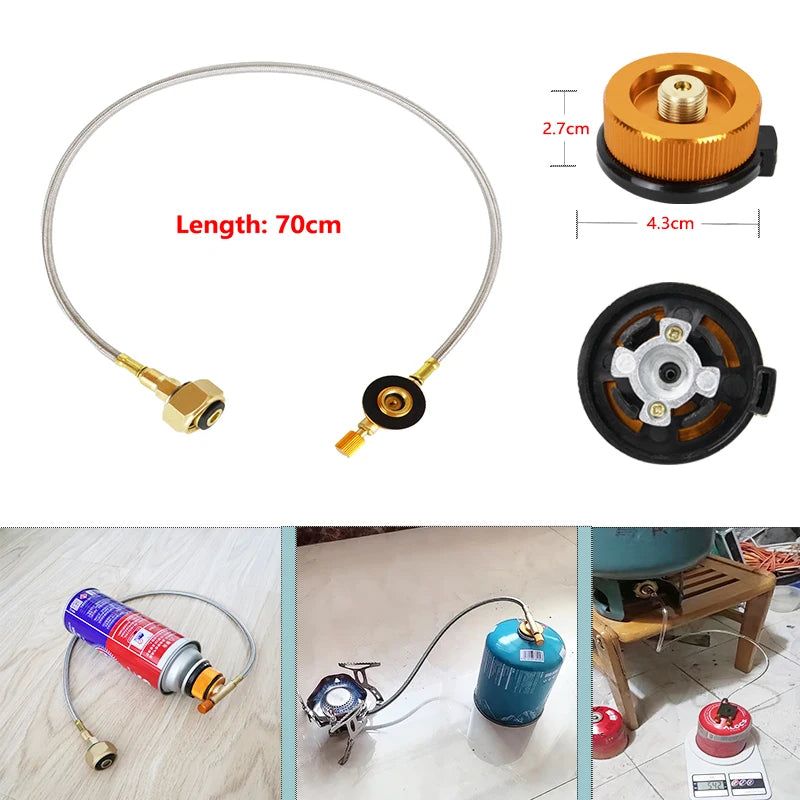 Adaptador de recarga de gas para estufa de gas para acampar Adaptador de llenado de cilindro para exteriores Conector de horno de tanque de gas Accesorios Equipo de campamento