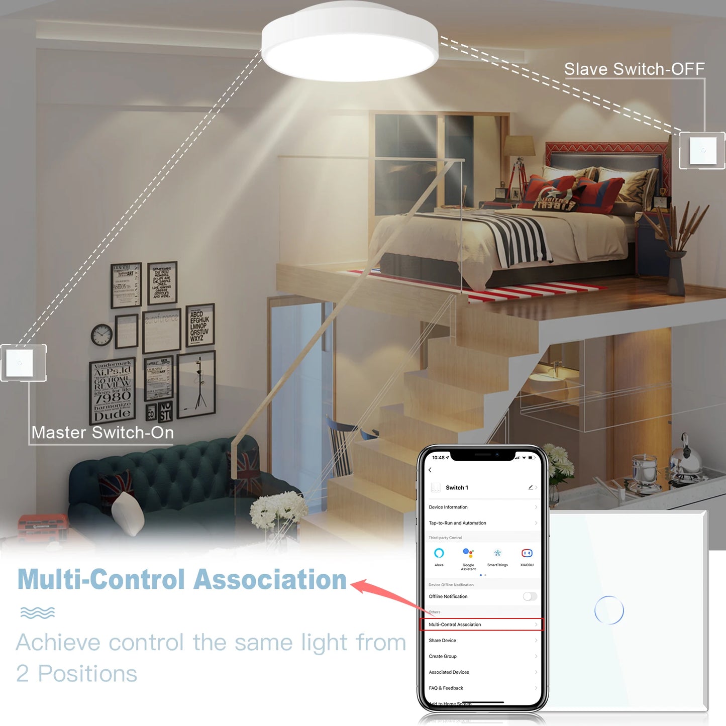 Interruptor de luz de pared BSEED Wifi táctil con enchufe europeo, enchufes USB tipo C, panel de vidrio de control con aplicación Tuya Smart Life, Alexa y Yandex