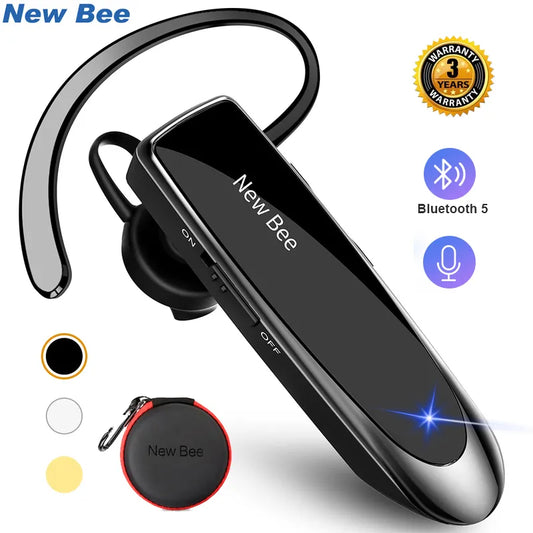 Auriculares inalámbricos New Bee Bluetooth V5.0 con micrófono y duración de 24 horas, miniauriculares manos libres para iPhone y Xiaomi