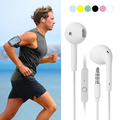 Auriculares intrauditivos estéreo universales de 3,5 mm, deportivos, para música, manos libres, con cable y micrófono para Xiaomi, Huawei y Samsung