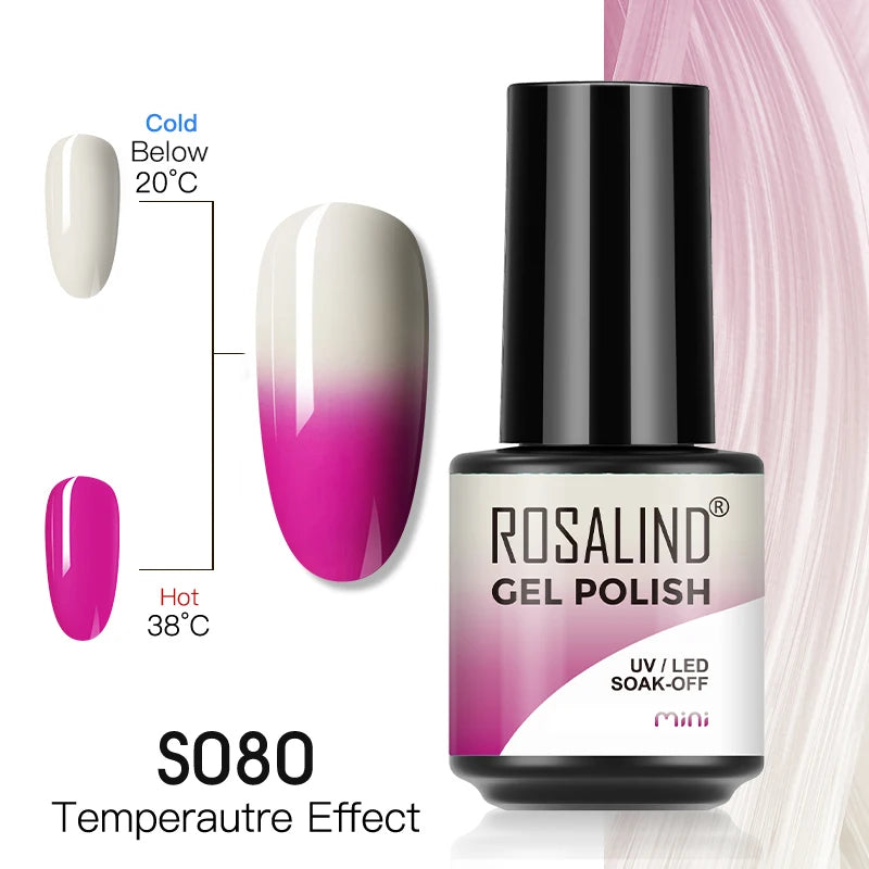 ROSALIND esmalte térmico para uñas, Gel semipermanente, cambia de Color, UV, purpurina, Base superior, todo para arte de uñas