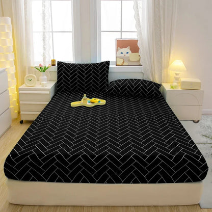 Sábana bajera mate con estampado geométrico moderno Simple, funda de cama estampada para dormitorio, ropa de cama (fundas de almohada no incluidas).