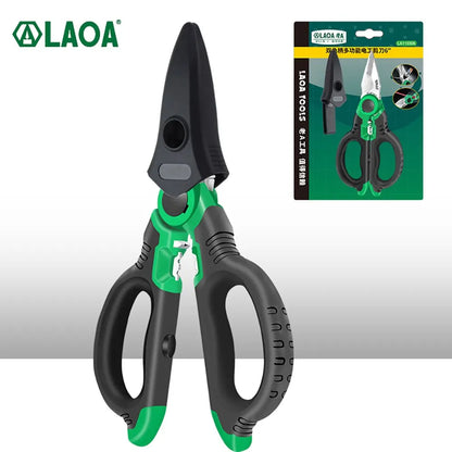 LAOA-Tijeras de electricista de 6/7/8 pulgadas, pelacables, cortador de alambre, crimpadora de mango abierto, tijeras de acero inoxidable, herramienta de prensado de corte de Cable