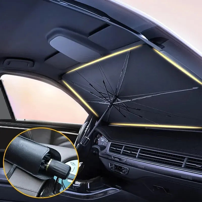 Sombrilla para coche, sombrilla plegable para parabrisas, sombrilla tipo paraguas para ventana de coche, accesorios de protección solar de verano