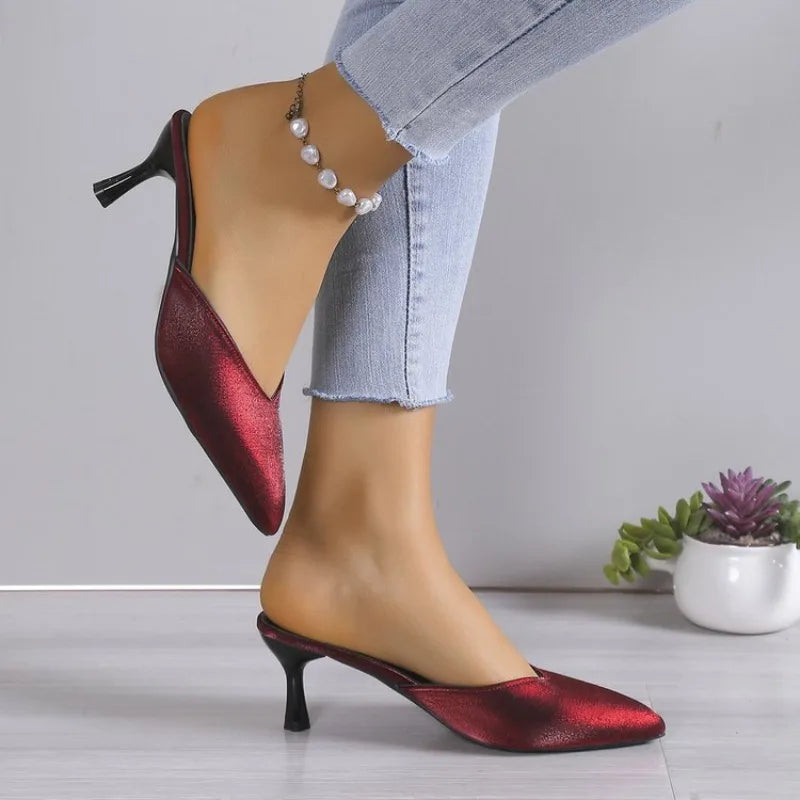 Zapatos de tacón alto con punta abierta, zapatillas sexys de 5,5 cm, elegantes, a la moda, Para fiesta, Verano