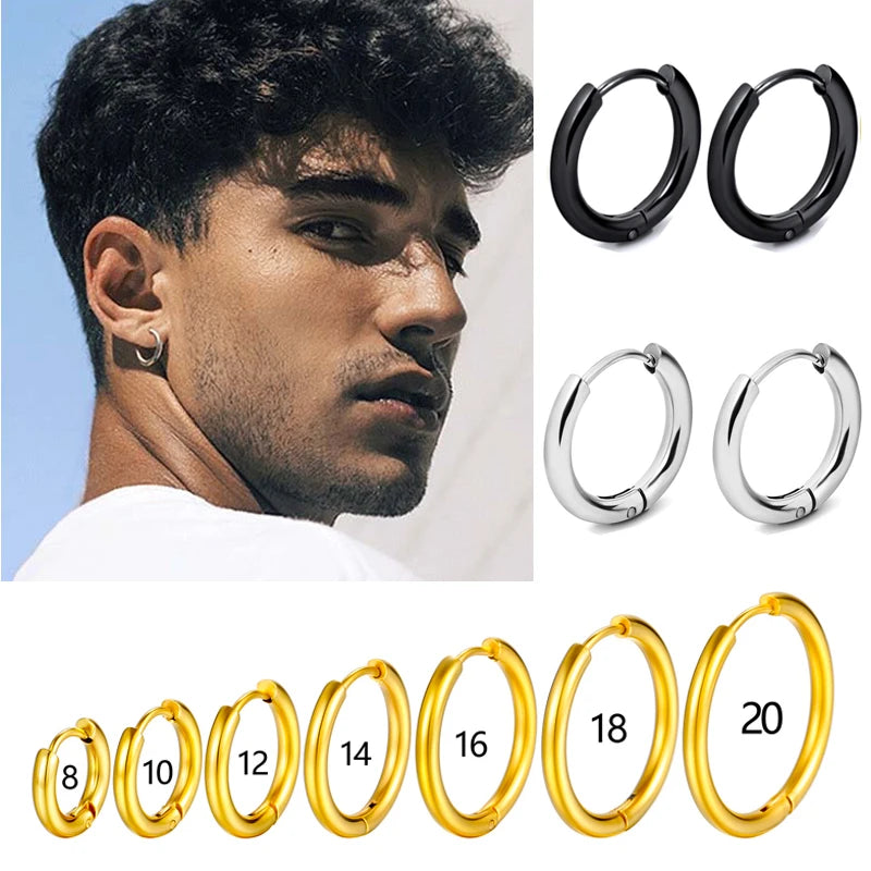 1 par de pendientes de aro de acero inoxidable para mujer y hombre, color dorado, pequeños pendientes para niña, joyería para mujer, aretes para piercing de cartílago