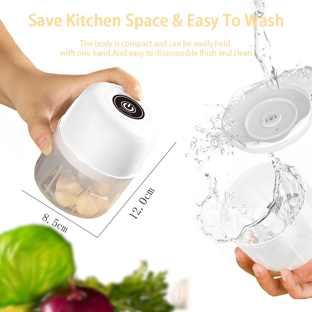 Mini Electric Chopper Food Processor Garlic Onion Vegetable Meat Fruit Grinder Chopper Rechargeable 300ml Small Crusher Blender