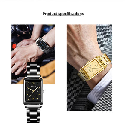 Reloj de lujo para hombre, Reloj de pulsera de cuarzo a la moda, pulsera con cadena de acero inoxidable