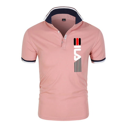 Polo con solapa para hombre, camisa de manga corta bordada, informal, ajustada