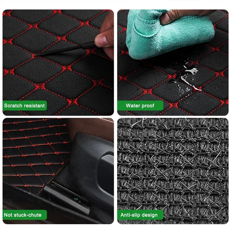 Alfombrillas universales de cuero PU para coche, alfombrillas impermeables para pies, Protector de alfombras delanteras y traseras, juego de accesorios para automóviles, 4 piezas