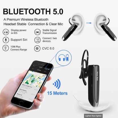 Auriculares inalámbricos New Bee Bluetooth V5.0 con micrófono y duración de 24 horas, miniauriculares manos libres para iPhone y Xiaomi