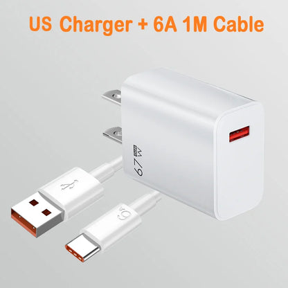 Cargador USB superrápido de nitruro de galio Xiaomi de 67 W, adaptador de corriente, cable tipo C de 6 A, carga rápida, compatible con Xiaomi, Huawei y Samsung