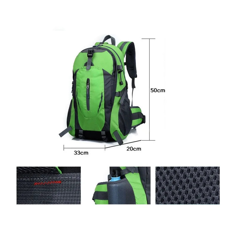 Mochila de senderismo para hombre y mujer, 40 litros, impermeable, para deportes al aire libre, montañismo, escalada, mochila grande para viajes, acampada y trekking