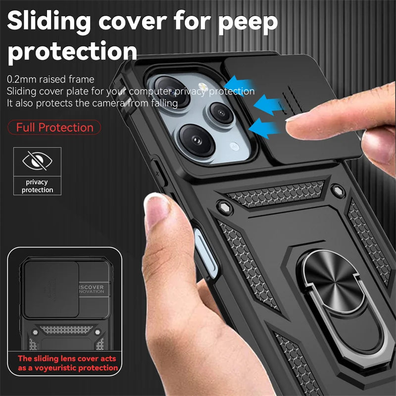 Funda protectora con anillo para Xiaomi Redmi 12 4G, carcasa a prueba de golpes, 4g, 2023