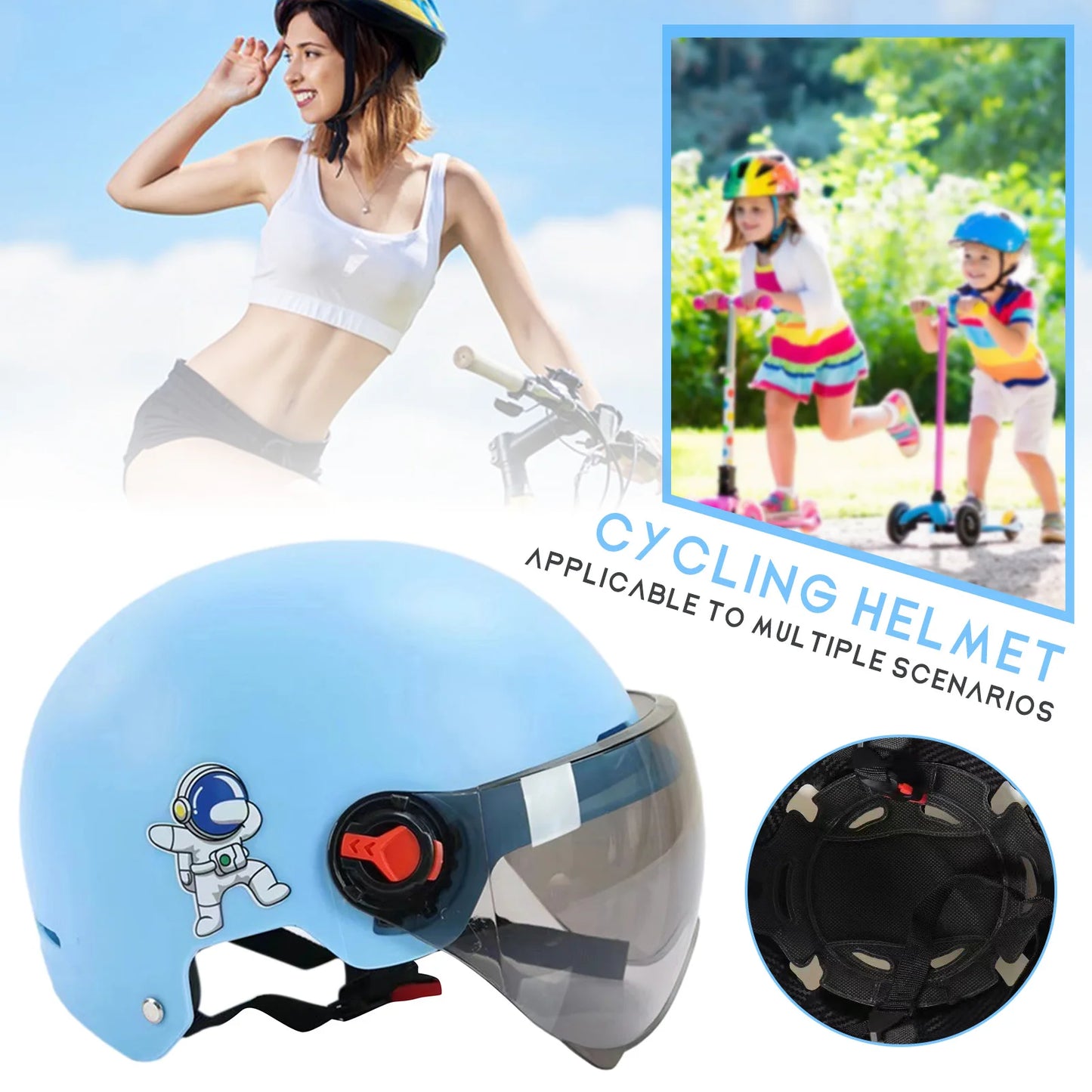 Casco de motocicleta para hombre, casco abierto para motocicleta eléctrica, scooter, bicicleta, casco de seguridad anti-UV con gafas para mujer