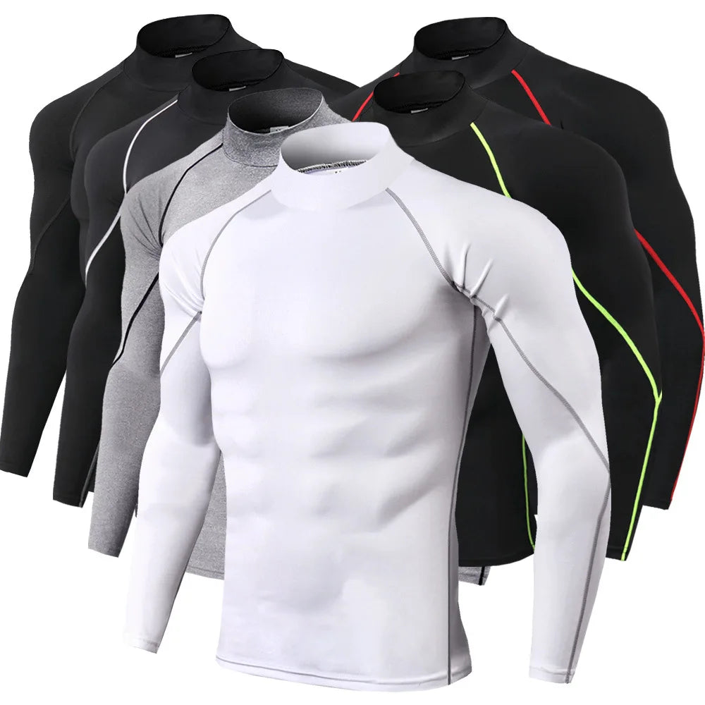 Camiseta deportiva para hombre, de secado rápido, para culturismo, para correr, de manga larga, de compresión, para gimnasio, ajustada, para fitness