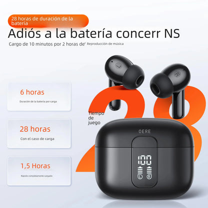 Auriculares inalámbricos QERE E50, TWS Bluetooth 5.3, micrófono HD, auriculares HIFI, controlador de 13 mm, baja latencia de 60 ms, 4 micrófonos, llamada ENC, nuevo