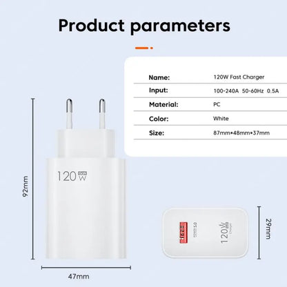 Cargador ultrarrápido Xiaomi de 120 W para Xiaomi 14 13 12 11 Redmi Note 13 12T 11T Pro POCO X5 X4 X3 Cable de carga turbo USB tipo C de 6 A