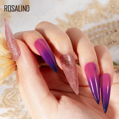 ROSALIND esmalte térmico para uñas, Gel semipermanente, cambia de Color, UV, purpurina, Base superior, todo para arte de uñas