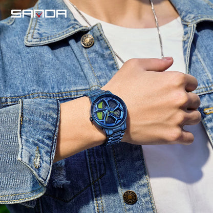 Super Reloj de pulsera de acero inoxidable resistente al agua, Reloj masculino