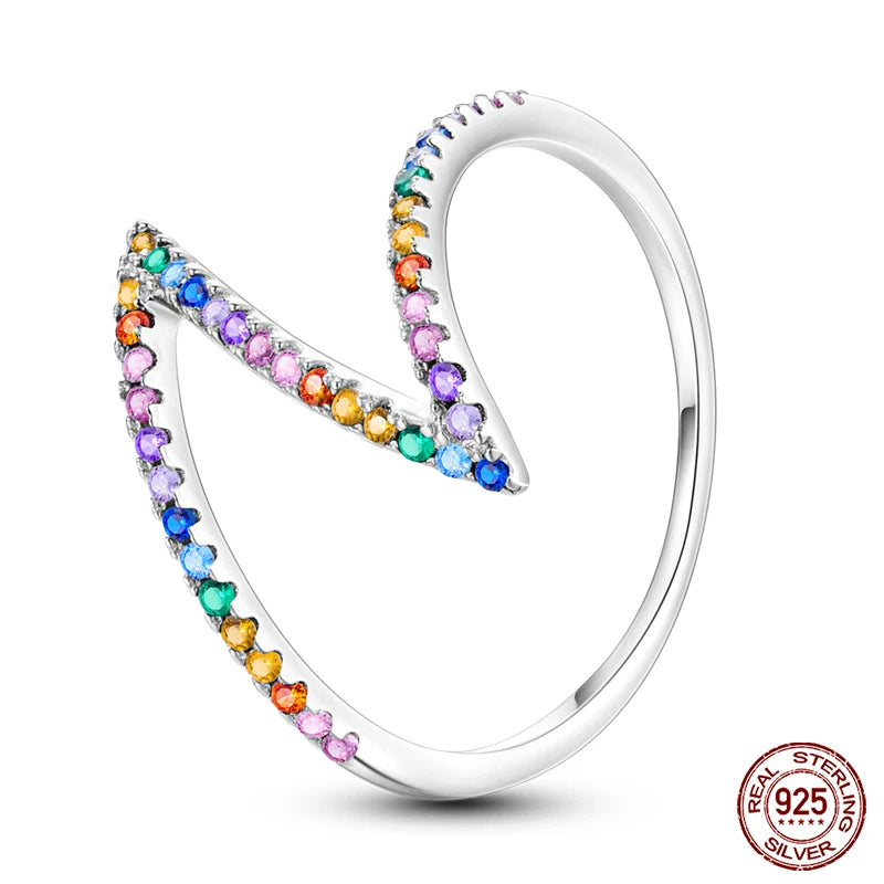 Nuevos anillos para mujer, 100 % plata de ley 925, con forma de estrella y luna, anillos de circonita de colores, joyería fina para bodas, compromisos y cumpleaños