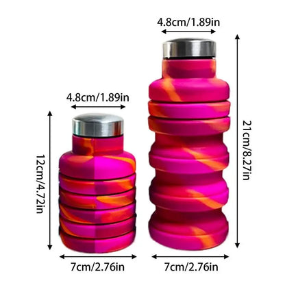 Botella de agua deportiva plegable para ciclismo, senderismo, viajes y gimnasio Vasos de agua plegables de silicona que se pliegan fácilmente