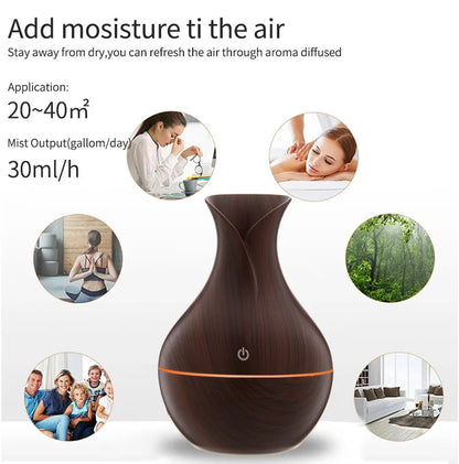 Humidificador de aire de 200 ml, difusor de aceites esenciales, generador de niebla USB, minihumidificador con luz colorida para el hogar, la oficina y el coche