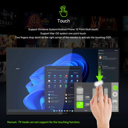 Monitor portátil inteligente ZEUSLAP Z18TV PRO de 18,5" con pantalla táctil de Google TV para mini PC, computadora portátil, teléfono, Xbox PS4, PS5, Switch