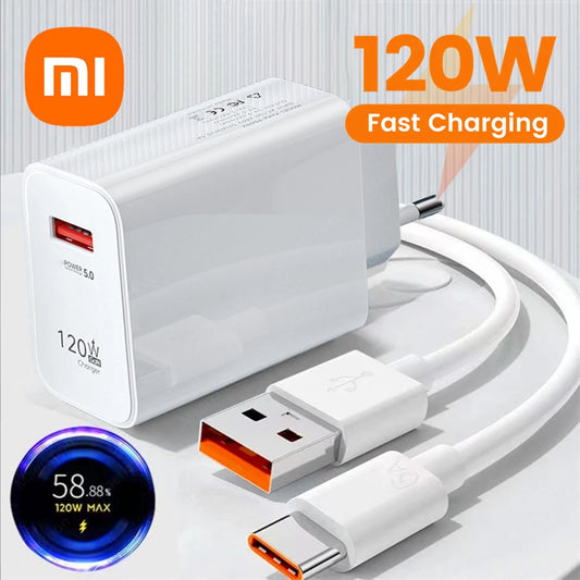 Cargador ultrarrápido Xiaomi de 120 W para Xiaomi 14 13 12 11 Redmi Note 13 12T 11T Pro POCO X5 X4 X3 Cable de carga turbo USB tipo C de 6 A