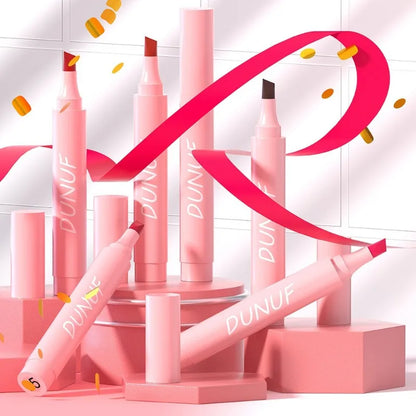 Lápiz labial de larga duración, resistente al agua delineador de labios de terciopelo, lápices labiales mate, lápiz de contorno de labios rojo Sexy 2 en 1, 5 colores