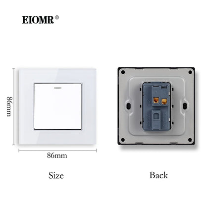 Interruptor de pared, 1 unidad, 1 toma de control de 2 vías, botón pulsador, estándar de la UE, CA 110 V-250 V, interruptor de palanca, interruptor de pared empodrado